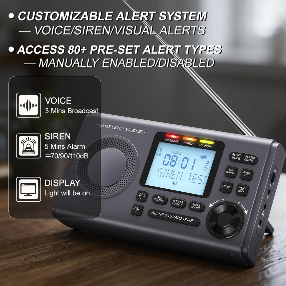 RunningSnail NOAA Weather Radio with 80+Emergency Alerts, 23 S.A.M.E Localize...