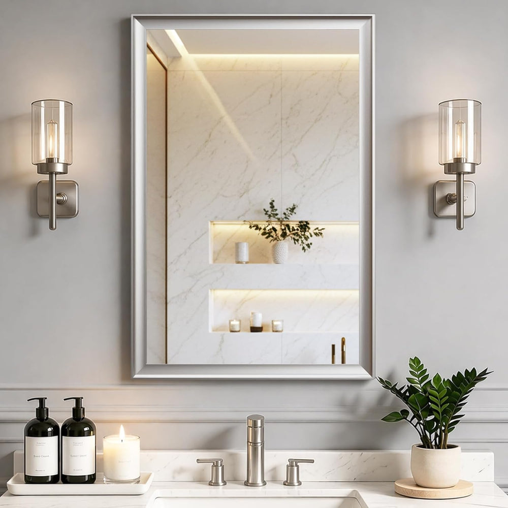 Brushed Nickel Bathroom Mirrors for Over Sink 24x36 Inch