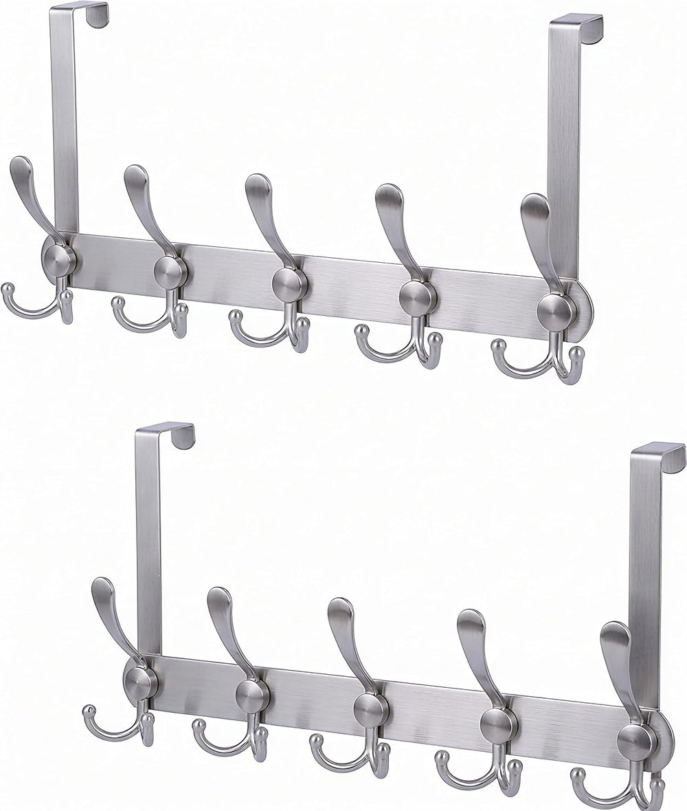 Over The Door Hooks,Coat Rack for Hanging Clothes Hat Towel (Heavy Duty Silve...