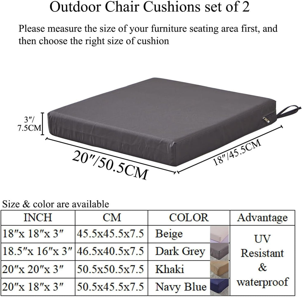 SAMTY 20 x 20 Inches Outdoor Chair Cushions for Patio Furniture, UV Resistant...