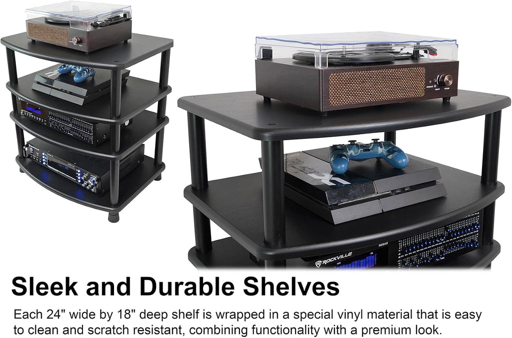 rockville flx black adjustable height 4 shelf home, front angle view