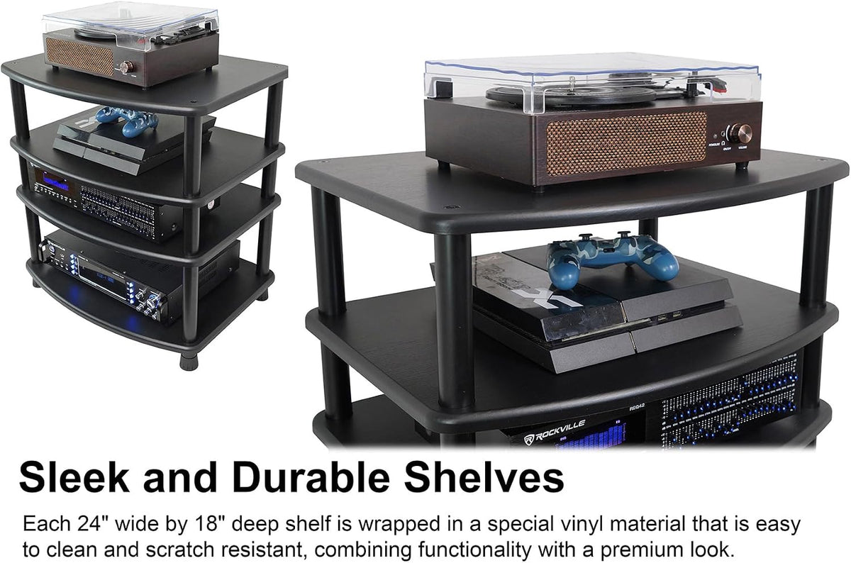 rockville flx black adjustable height 4 shelf home, front angle view