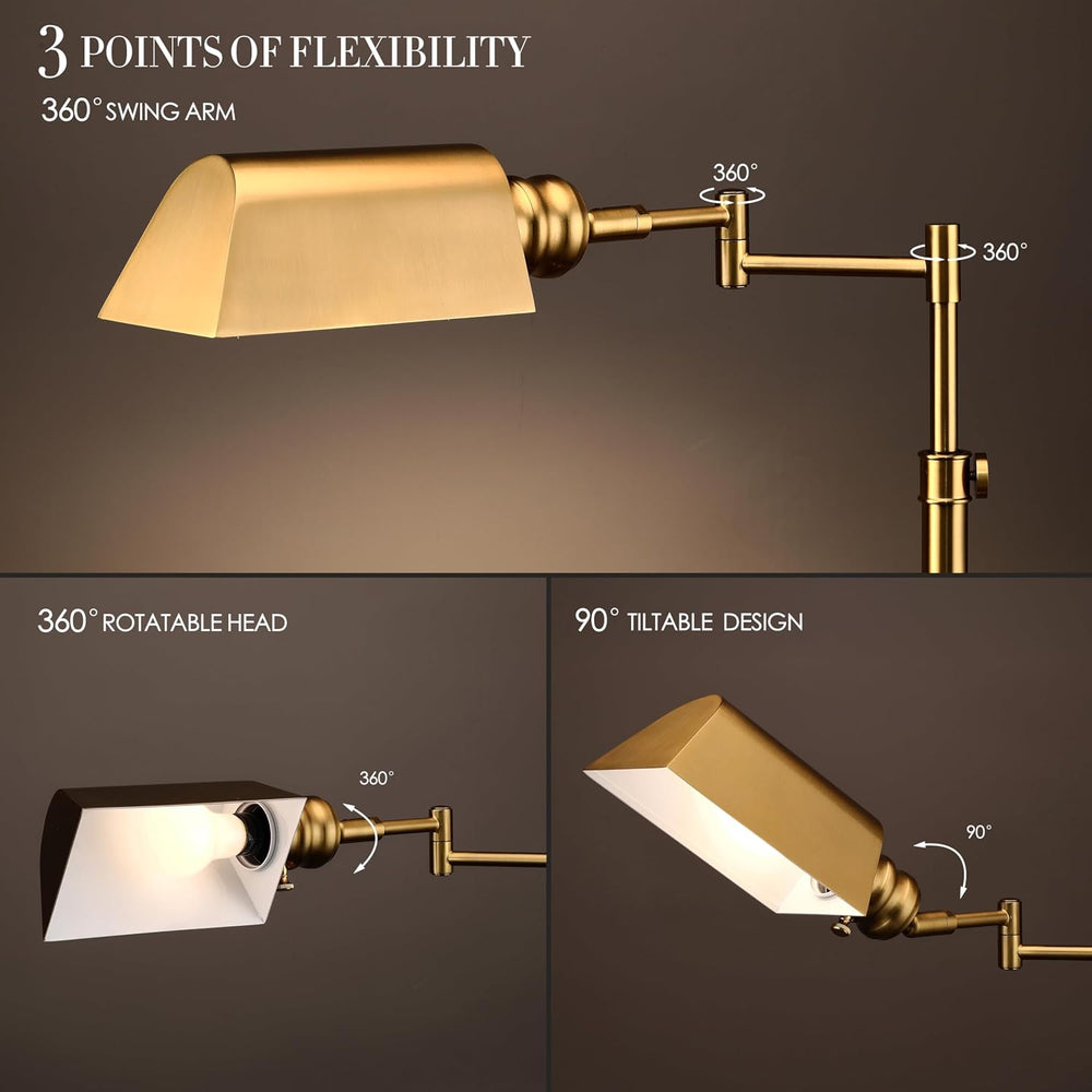 O’Bright Arcadia - Pharmacy Floor Lamp, Full Range Dimming, Swing Arm Task La...