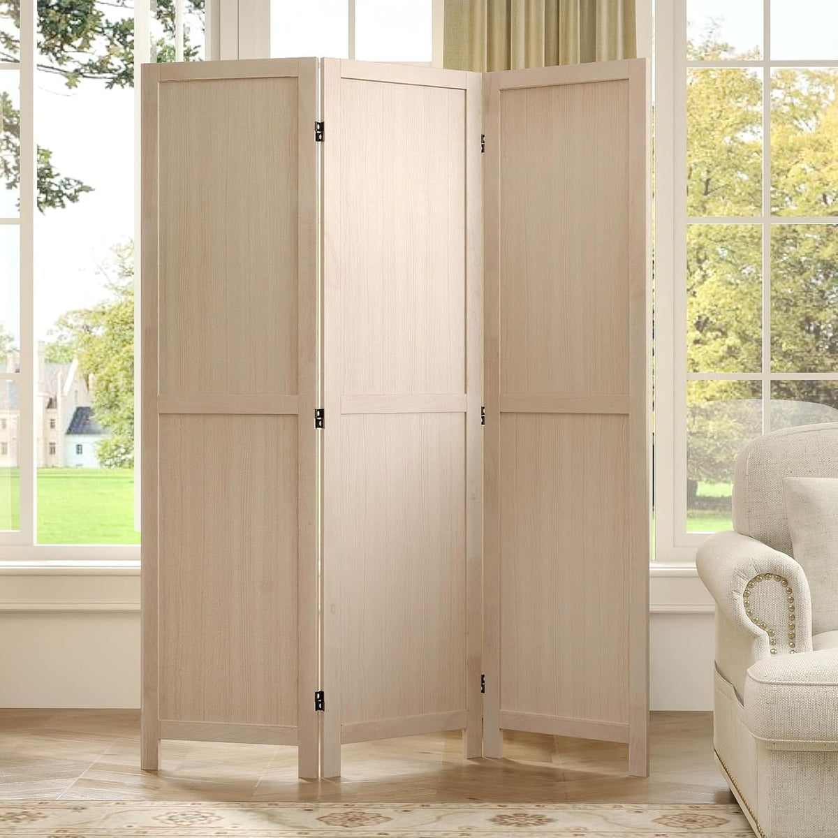 GIANTEX 3 Panel Folding Wooden Room Divider 67" Tall, No Assembly