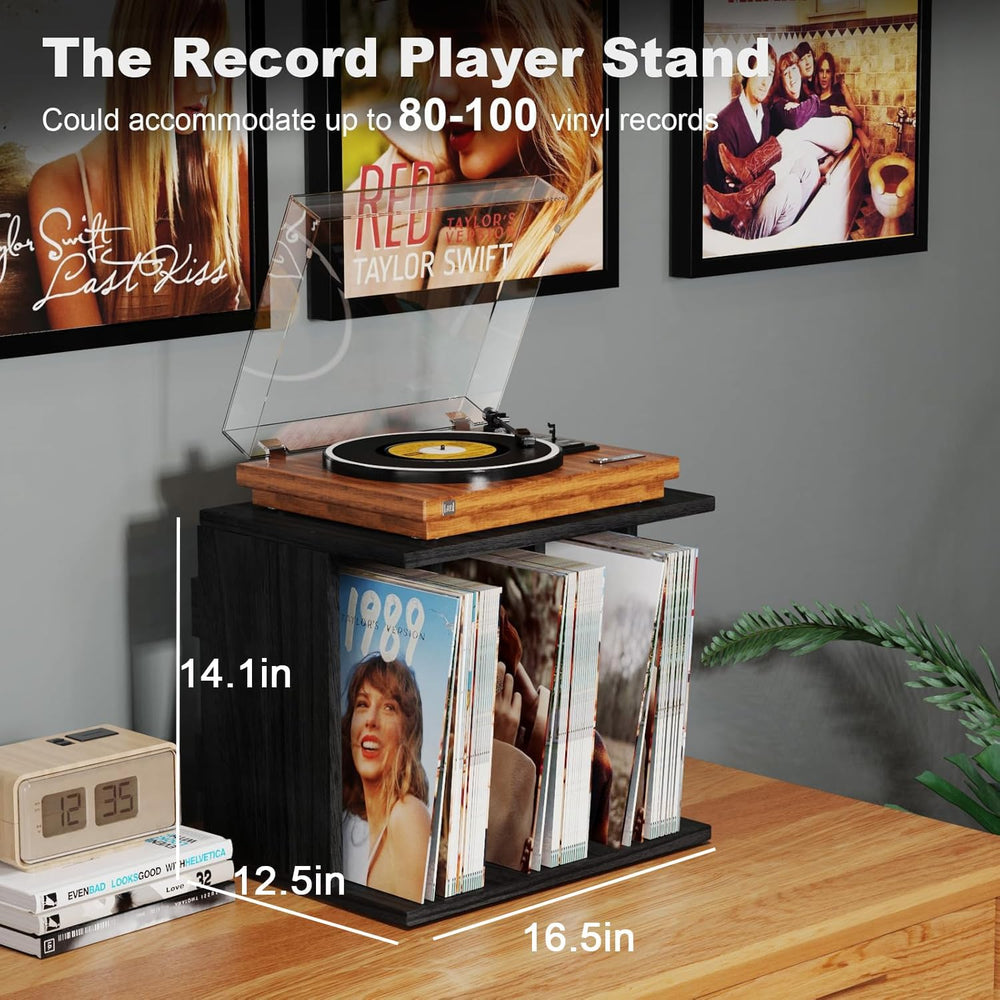 Emfogo Vinyl Record Storage, Record Player Stand Wall Mount Up to 80-100 Albu...