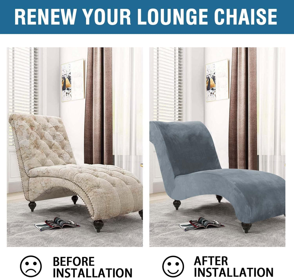 H.VERSAILTEX Chaise Lounge Cover Indoor Velvet Chaise Slipcover High Stretch ...