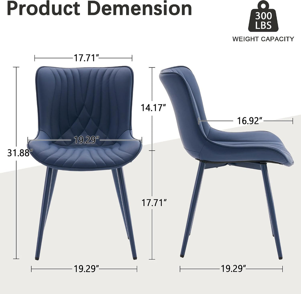 YOUTASTE Navy Blue Dining Chairs Set of 2, Mid Century Modern Comfy Kitchen C...