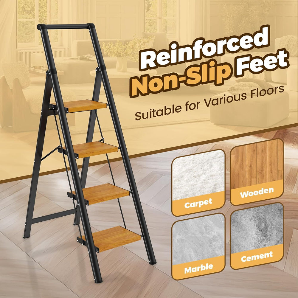 HBTower 4 Step Ladder, Lightweight Aluminum Folding Step Stool
