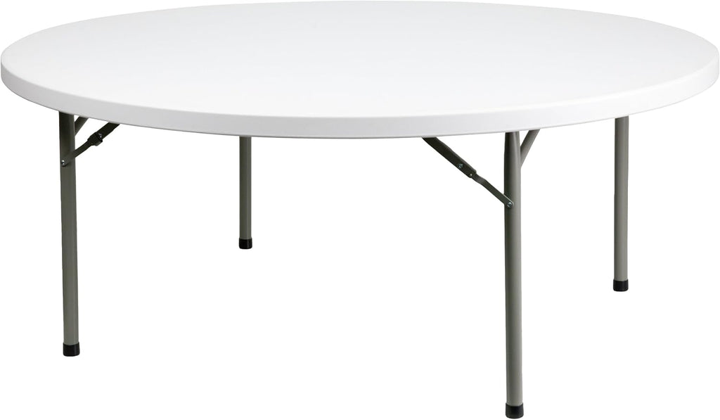 Flash Furniture 6-Foot Round Granite White Plastic Folding Table