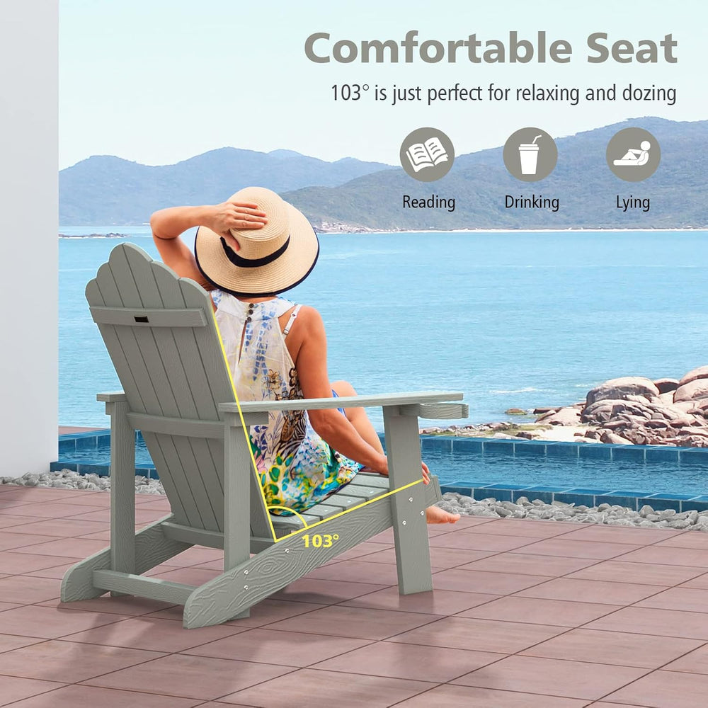 Tangkula Oversized Adirondack Chair, Patio Lounge Chairs w/Adjustable Cup Hol...