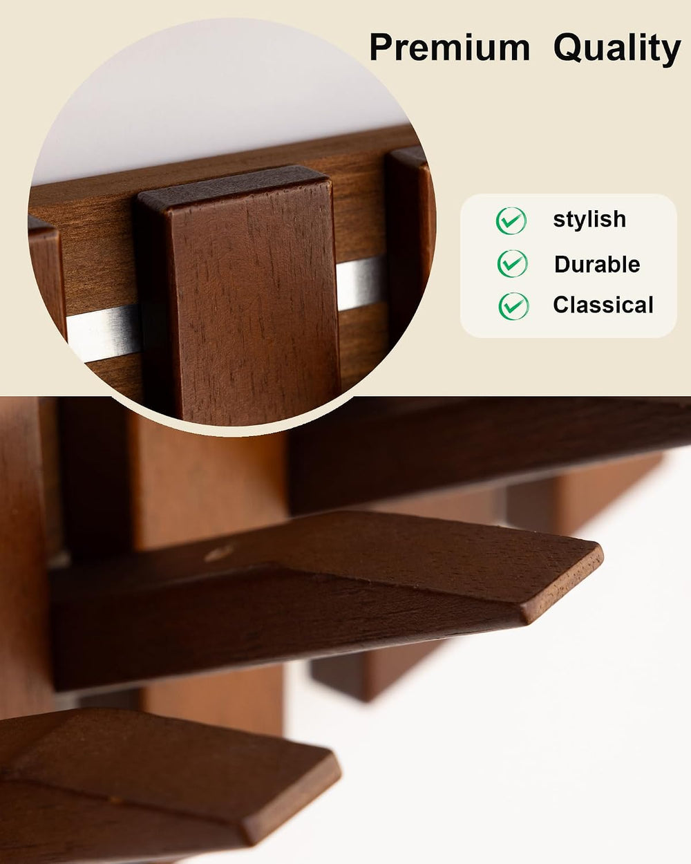 Wooden Coat Rack Wall Mount with Shelf, Heavy Duty Entryway Organizer with 8 ...
