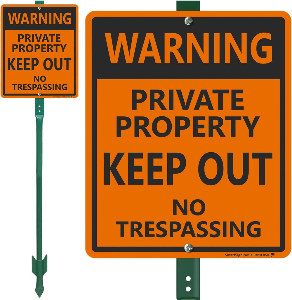 SmartSign 12 x 10 inch “Warning - Private Property, Keep Out, No Trespassing”...