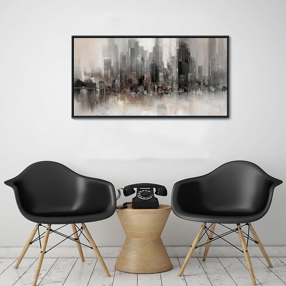 Cityscape Wall Art New York City Skyline Buildings Picture Modern Abstract Gr...