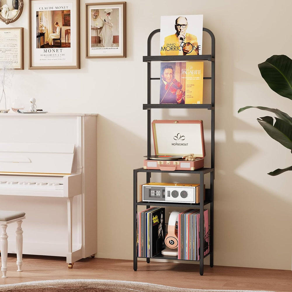 Homsorout Record Player Stand with Vinyl Storage - 5-Tier Turntable Table wit...