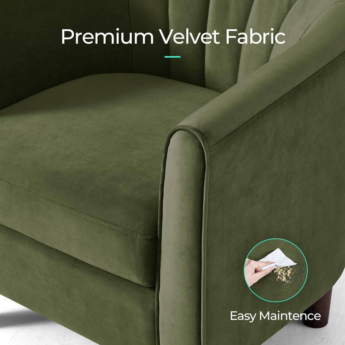 linsy accent chair with ottoman, modern armchair comfy, close-up detail