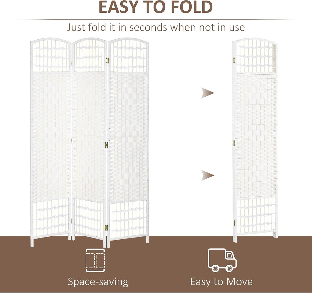 HOMCOM 3 Panel Room Divider, Folding Privacy Screen, 5.6', White