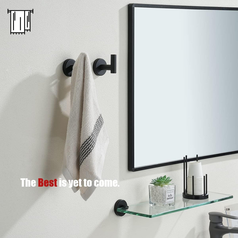 JQK Black Bathroom Towel Hook, Coat Robe Clothes Hook for Bathroom Kitchen Ga...