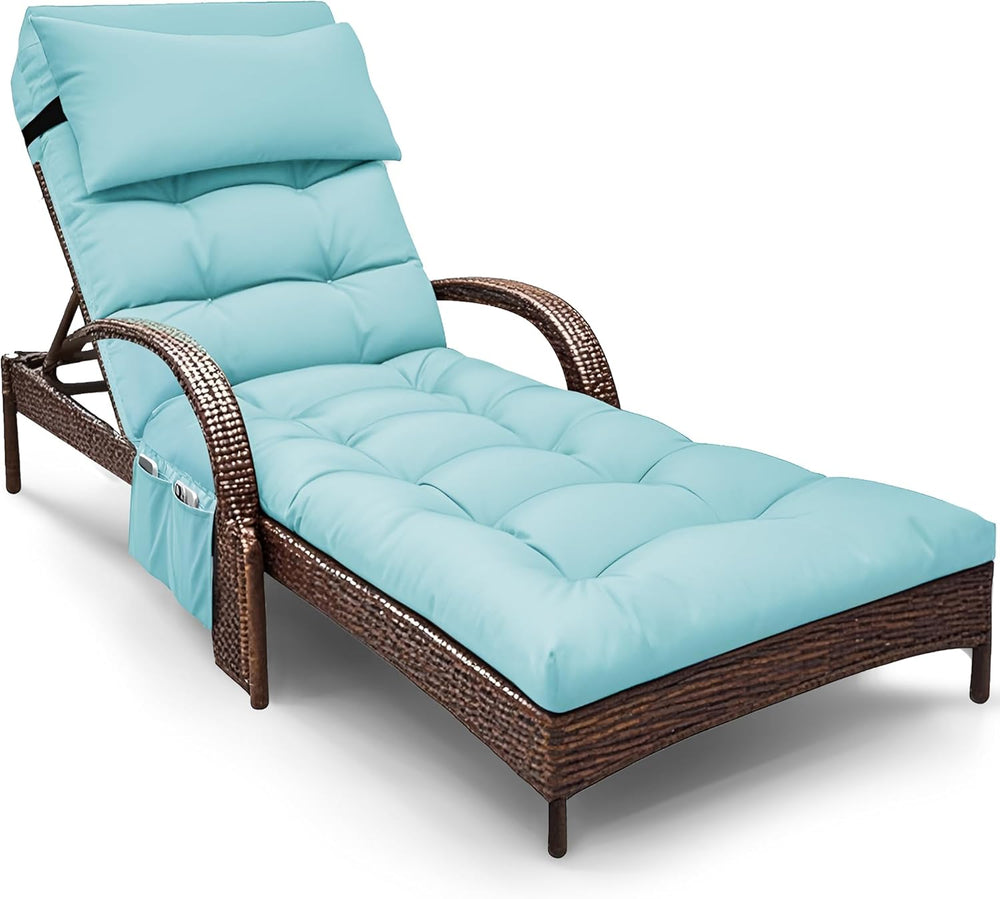 Outdoor Chaise Lounge Chair Cushion, Waterproof Outdoor Chair Cushions for Pa...