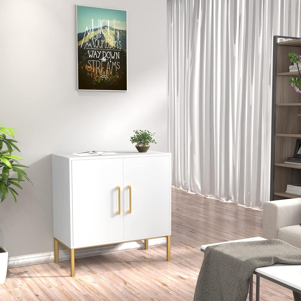 Sideboard Buffet, White Storage Cabinet with 2 Doors and Adjustable Shelves, ...