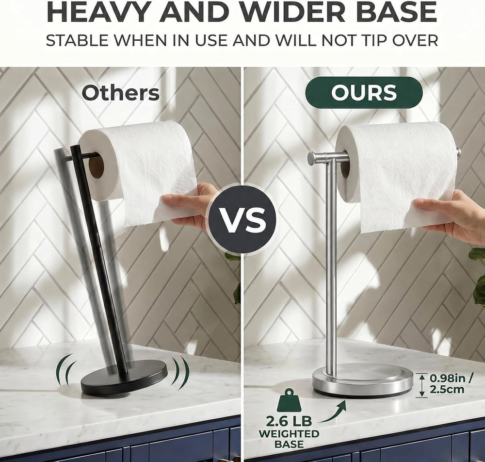 Hoimpro Hand Towel Holder Stand Towel Bar Rack Countertop Brushed Nickel