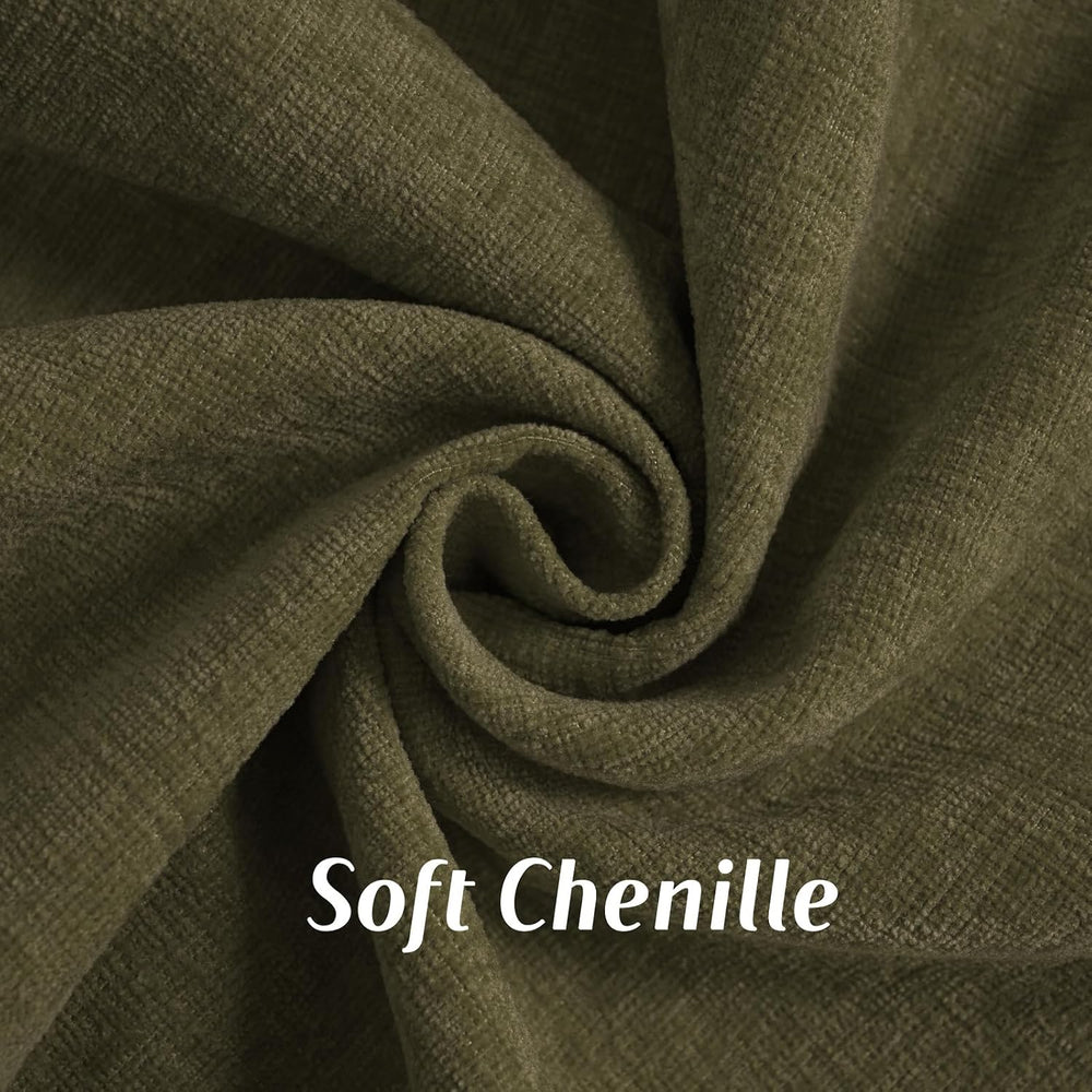 FUTEI Pack of 2 Chenille Throw Pillow Covers 24x24 Inch, Olive Green