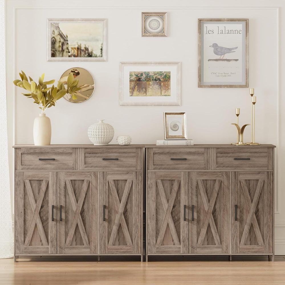 Homhedy Coffee Bar Storage Cabinet with Drawers, Kitchen Buffet Cabinet