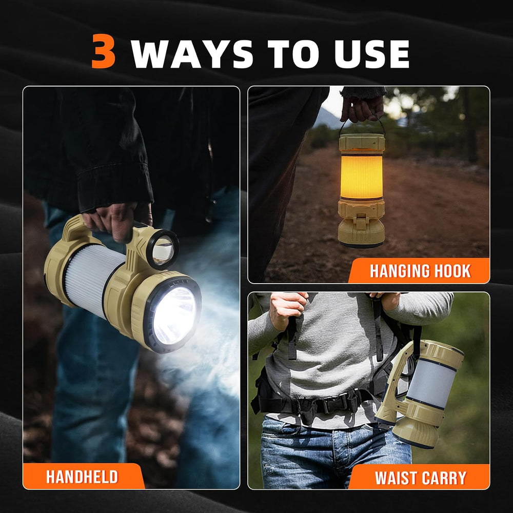 Handheld LED Rechargeable Spotlight Flashlight Lantern,Yellow