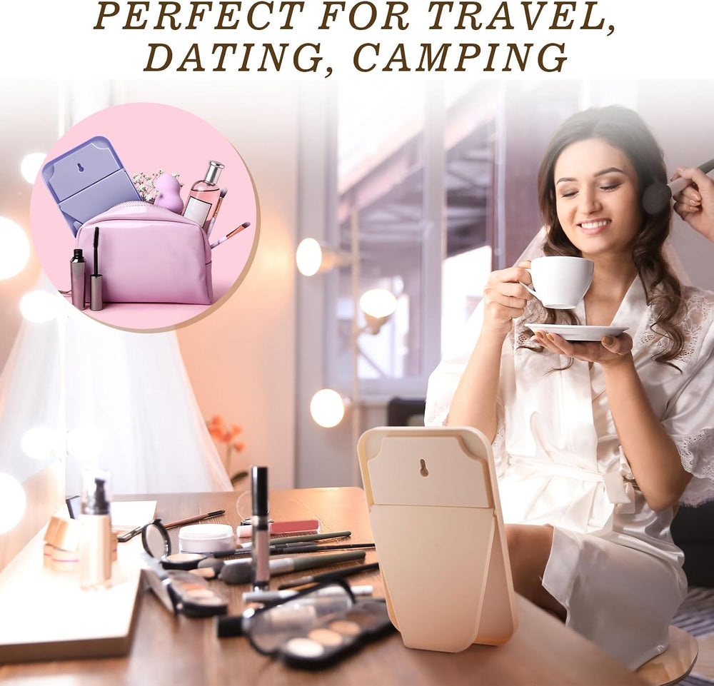 24 Pack 8x5 In Christmas Makeup Mirror with Stand and Hole, 6 Colors