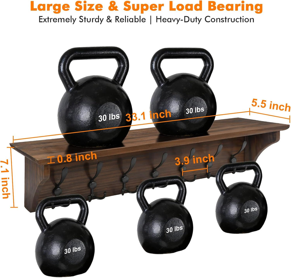 Felibeaco 33" Coat Rack with Shelf Wall Mount, 7 Triple-Hooks,Pre-Assembled