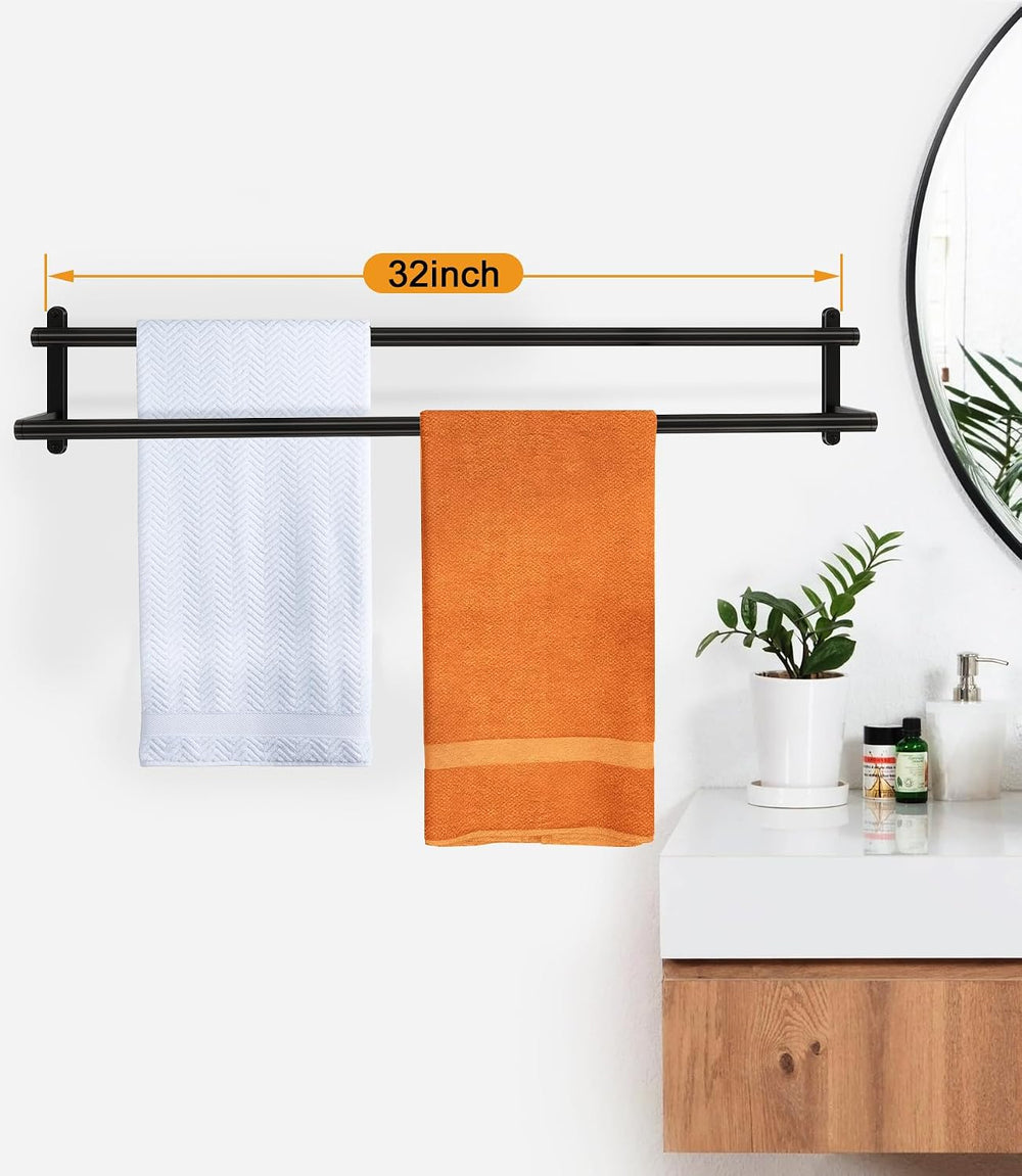 32Inch Double Towel Bar, JIAPAIDUO Towel Rack for Bathroom, Stainless Steel D...