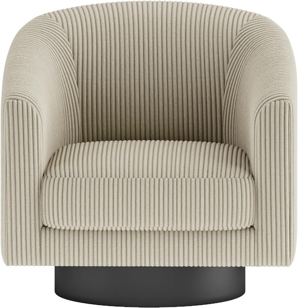 360° Swivel Accent Chairs, Corduroy Barrel Armchair. Camel