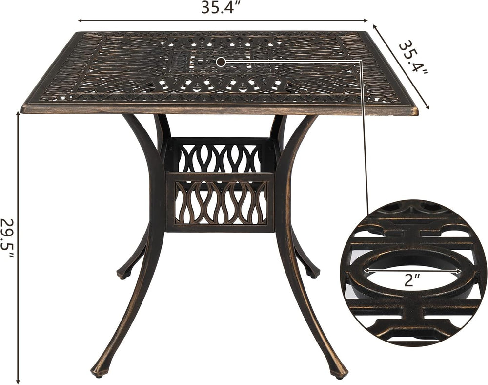 VINGLI 5-Piece Outdoor Patio Dining Set, Cast Aluminum All-Weather Outdoor Ta...