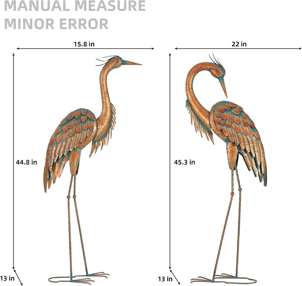 45.3" Heron Statues Outdoor,Extra-Large Metal Yard Art Set of 2