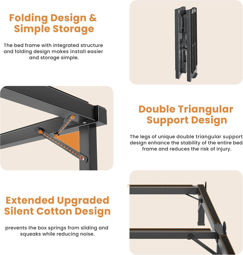 MAF Metal Bed Frame King 8 Inches for Box Spring, 9-Legs Support Basics