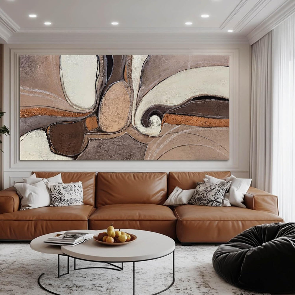 YETHEN WAL Large Neutral Abstract Wall Art Organic Swirl Home Decor Aesthetic...