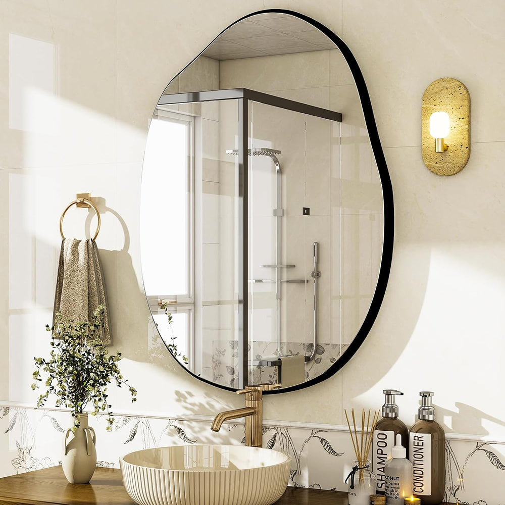 HARRITPURE 22"x32" Irregular Wall Mirror, Bathroom Mirror for Over ...