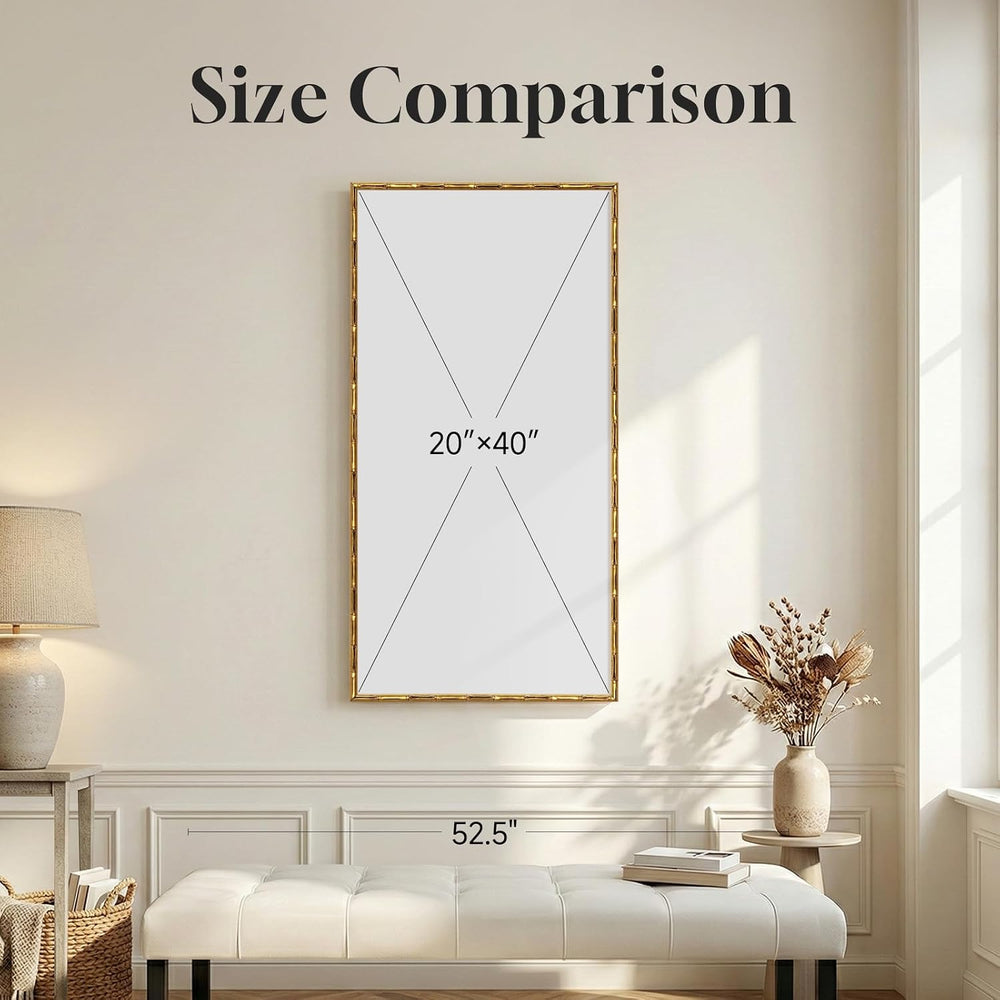 Vintage Gold Framed Chinoiserie Vertical Wall Art for Living Room, 20x40 In