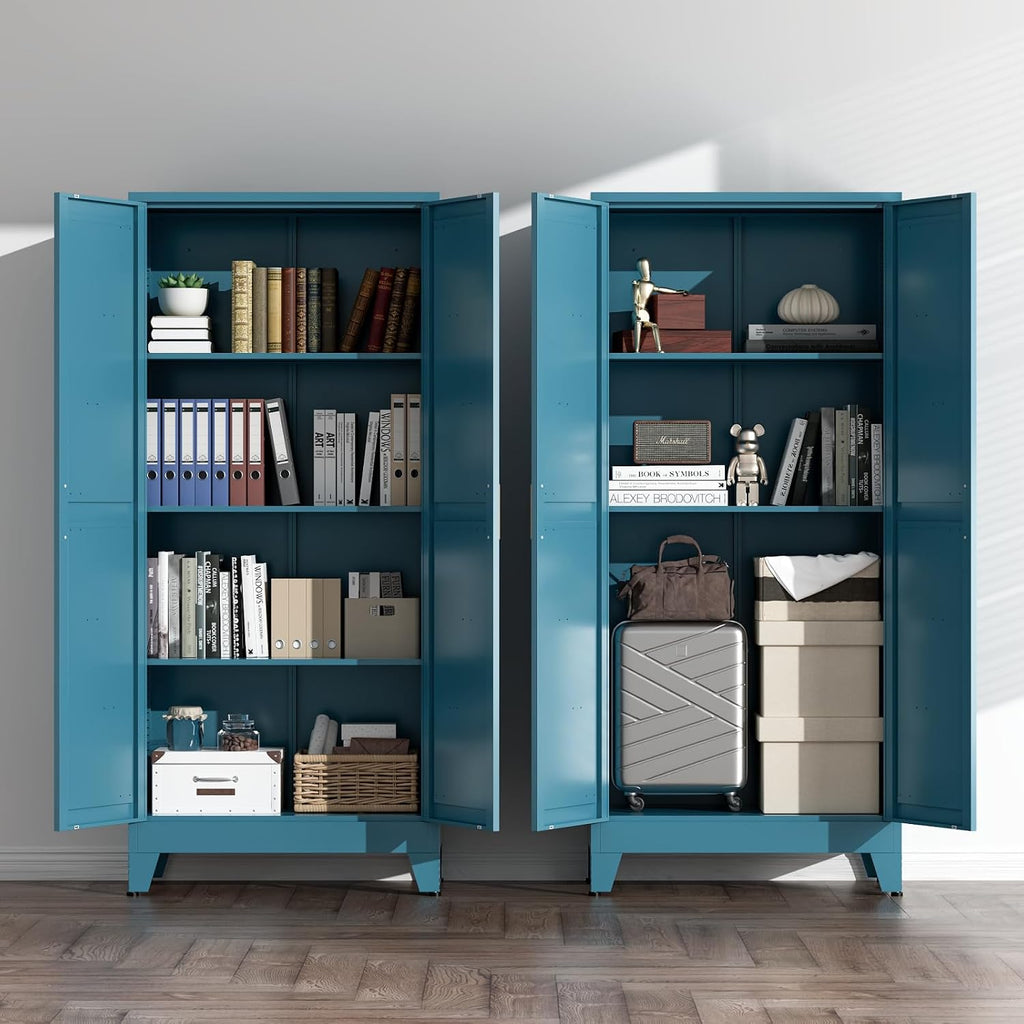 COFaR Home Farmhouse Storage Cabinet with 2 Barn Door, 61" H Metal Cabinet