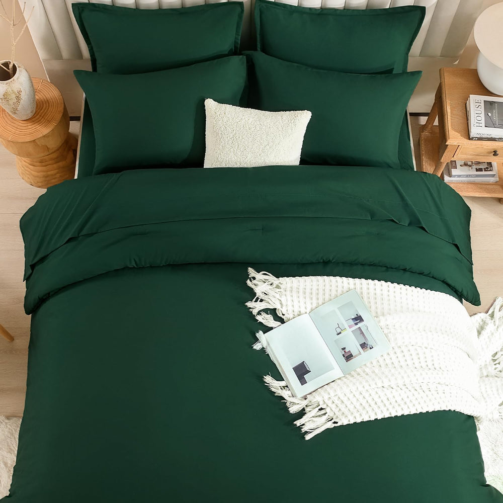 Litanika King Comforter Set with Sheets - 7 Pieces Solid Bed in a Bag