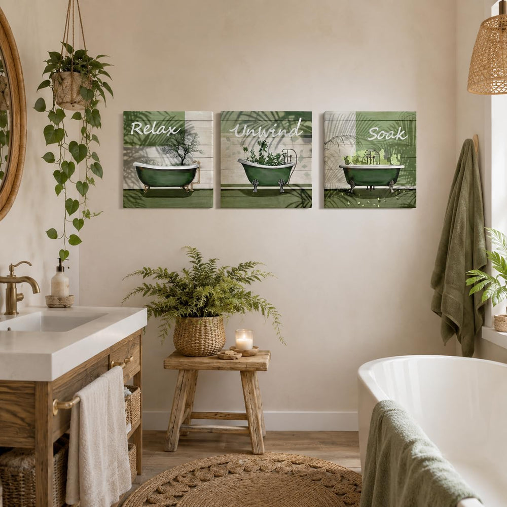 Nachic Wall Green Bathroom Wall Decor Relax Soak Unwind Signs Picture