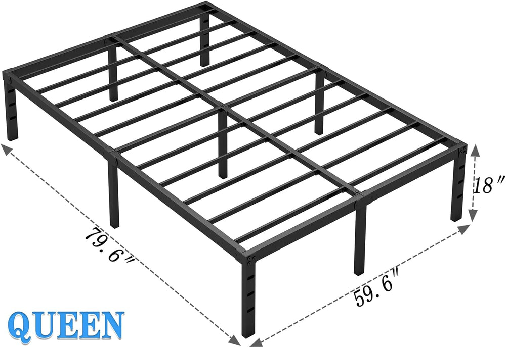 NEW JETO Metal Bed Frame,Queen Size Bed Frame with Storage Space,18 Inch