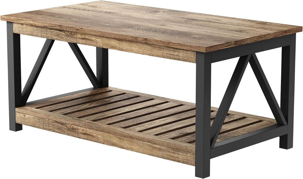 ChooChoo 40" Farmhouse Coffee Table with A-Frame Design for Living Room