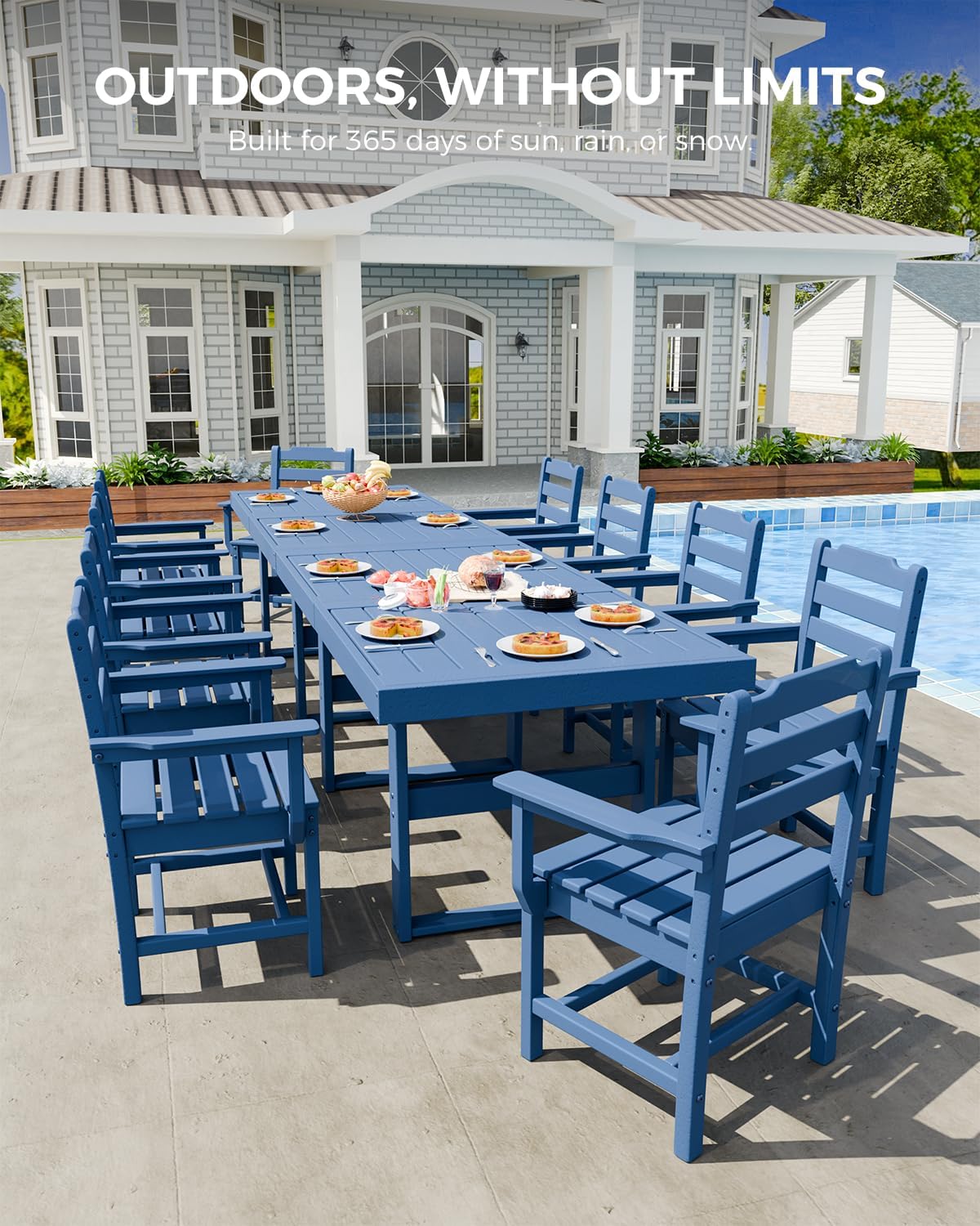 K Knowbody 12-Piece Outdoor Patio Dining Table and Chairs Set, Seats 10