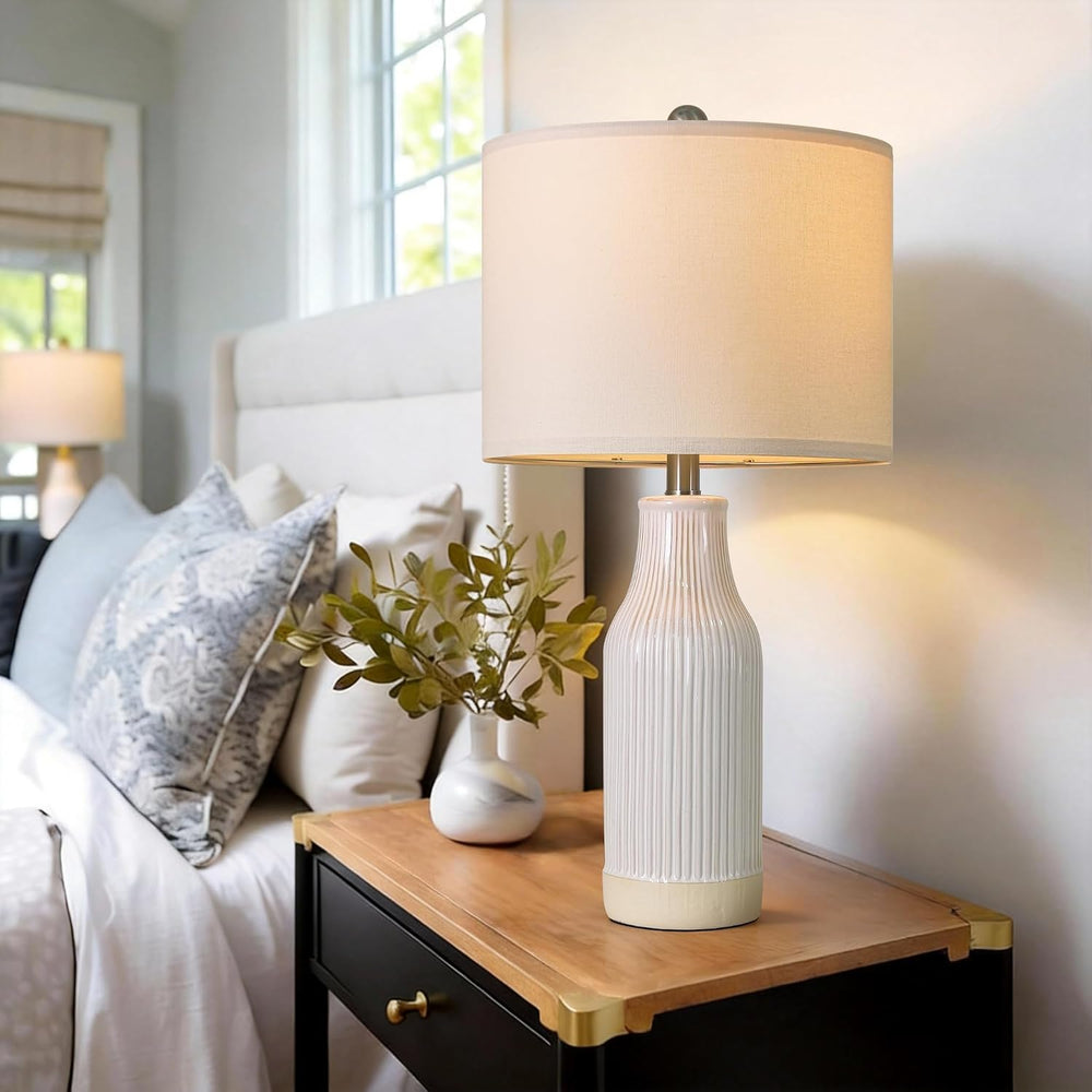 USumkky 23.75 inches Modern Ceramic Table Lamp Set of 2 for Living Room, Farm...