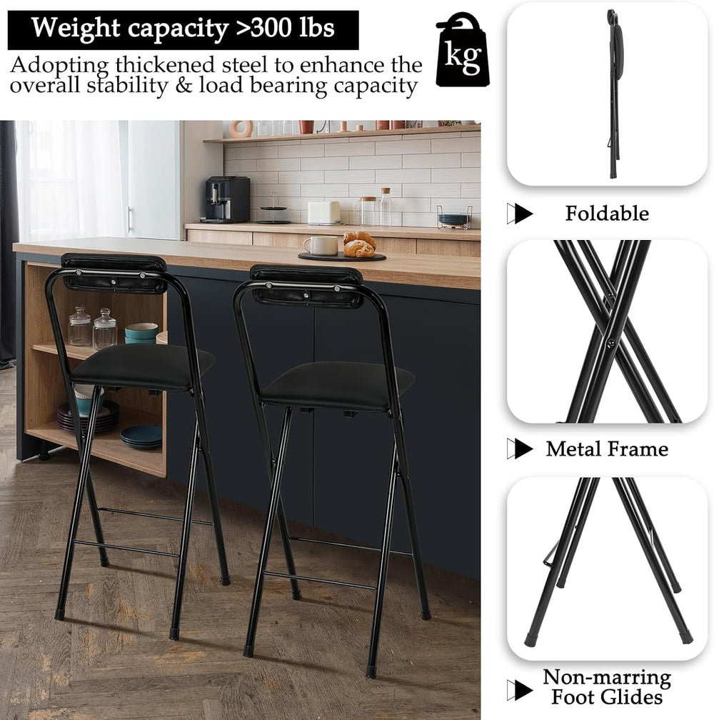 Thyle 1 Pcs Folding Bar Stool with Backrest Counter Height Seat,27.5 Inch