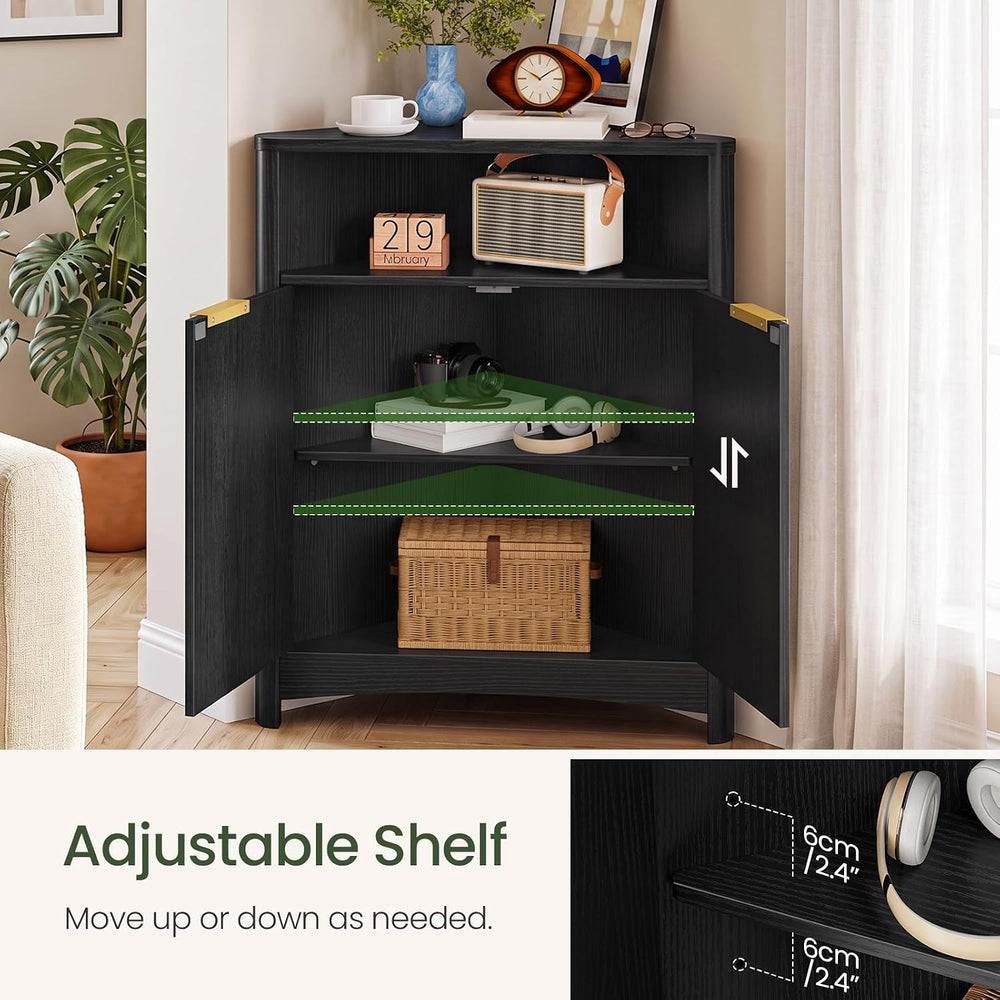 CHOEZON Corner Cabinet, Corner Storage with Fluted Panels and Adjustable Shel...