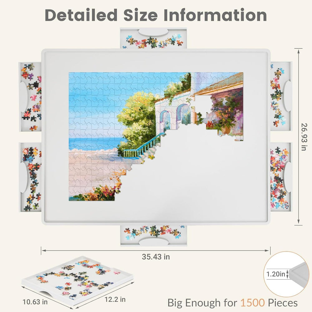 ALL4JIG 1500 Pieces Lightweight Rotating Plastic Puzzle Board with 6 Drawers ...