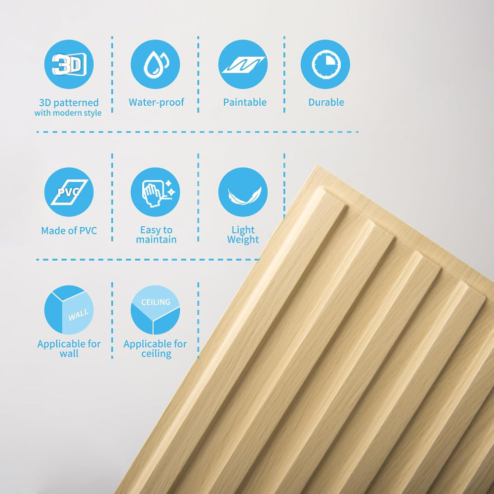 Art3d Fluted Slat 3D Wall Panels, Drop Ceiling Tiles, 6-Pack, Oak