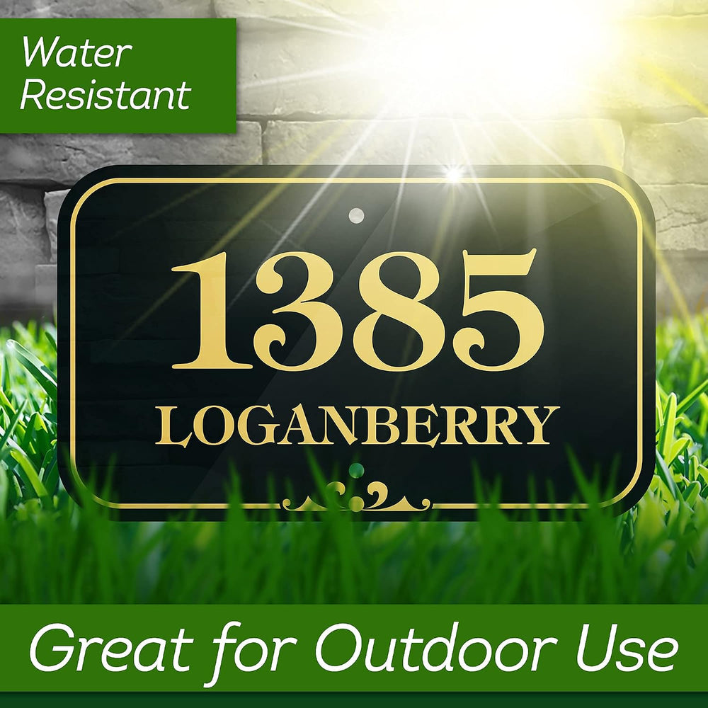 House Address Sign, House Address Plaque, Indoor/Outdoor Use, 7x12 Inch, 22 C...