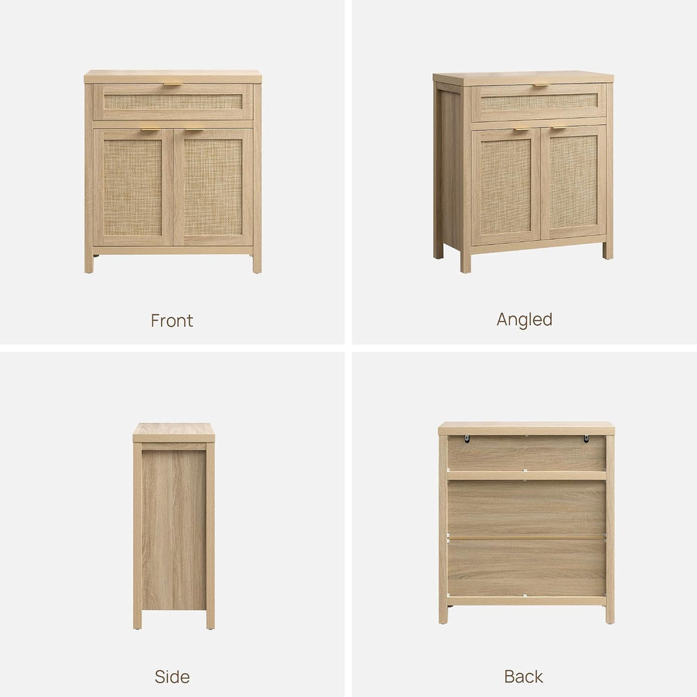 SICOTAS Sideboard Buffet Storage Cabinet, Rattan Accent Cabinet with Doors